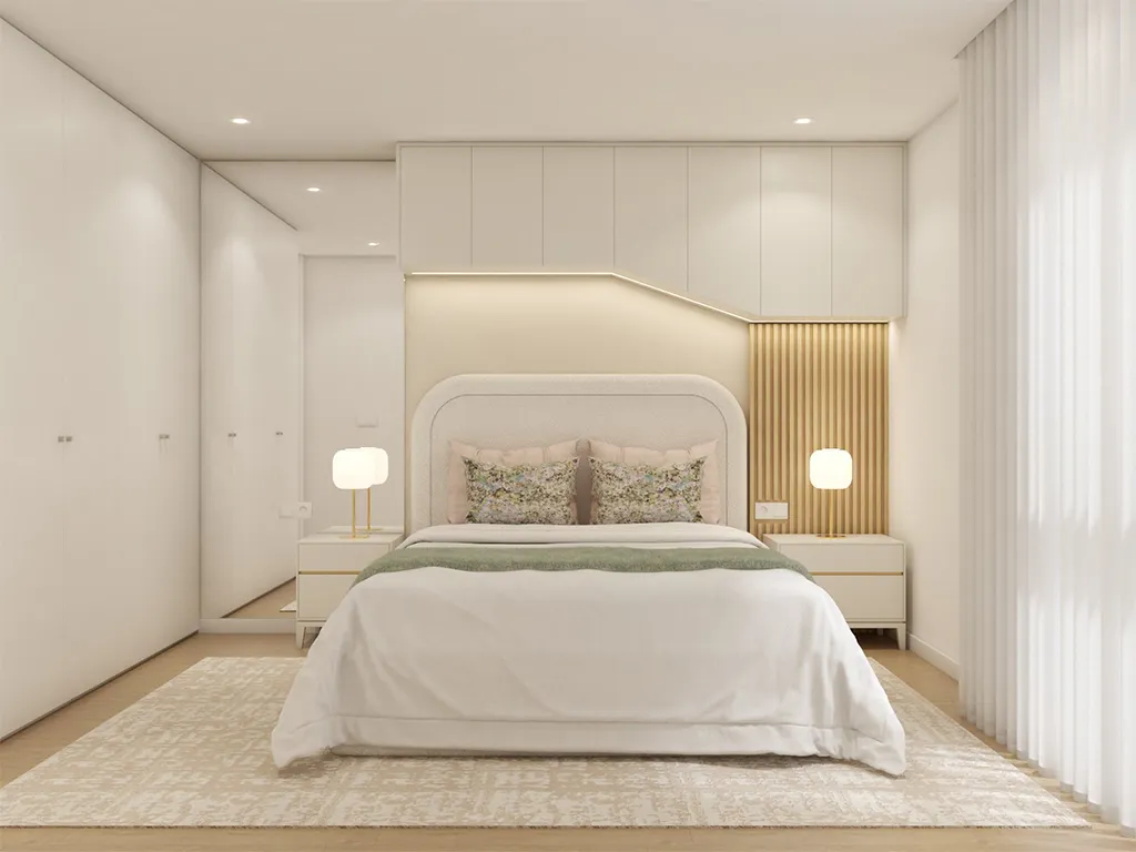 Render do Quarto da Menina com Tons rosas e bejes, Moderno
