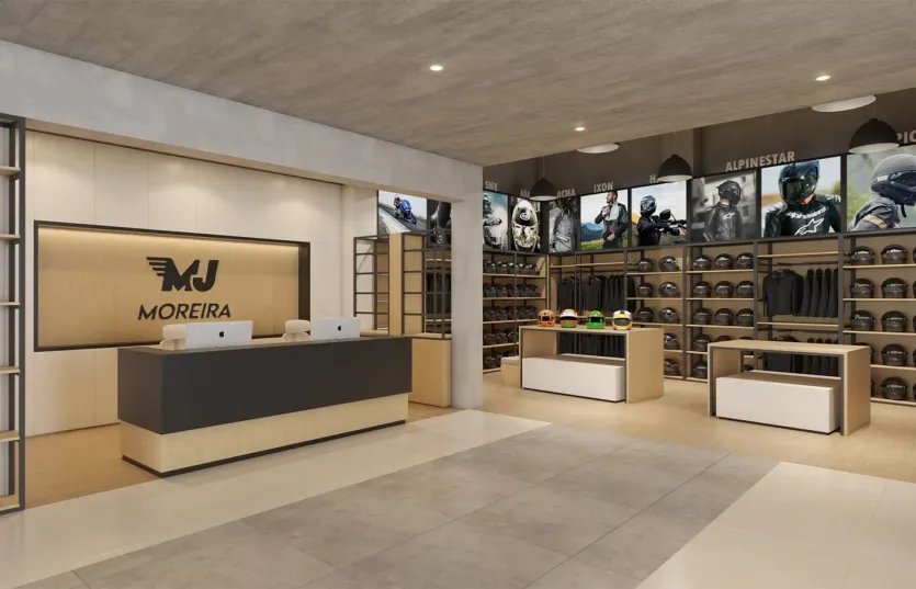 Render de Espaço Comercial de venda de motociclos