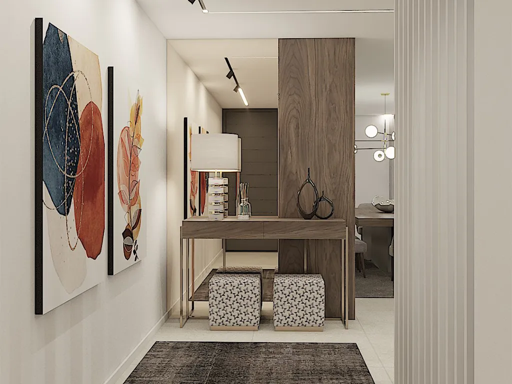 Render Hall de entrada Moderno com Tons neutros