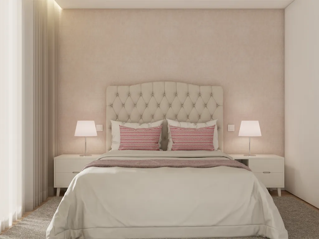 Render do Quarto da Menina com Tons rosas e bejes