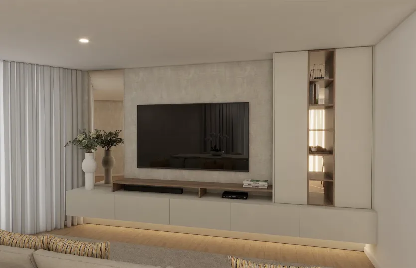 Render de sala de estar